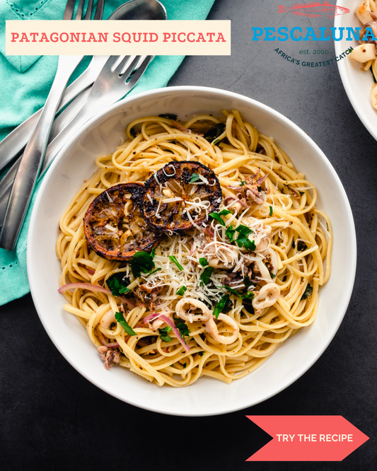 Patagonian Squid Piccata with Linguine